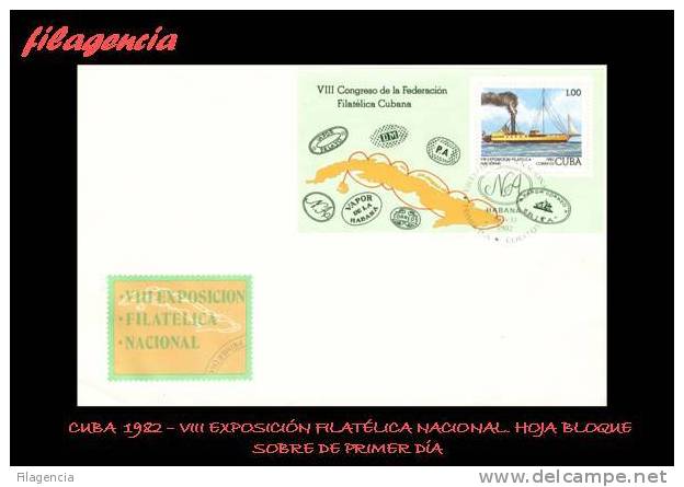 AMERICA. CUBA SPD-FDC. 1982 VIII EXPOSICIÓN FILATÉLICA NACIONAL. HOJA BLOQUE - FDC