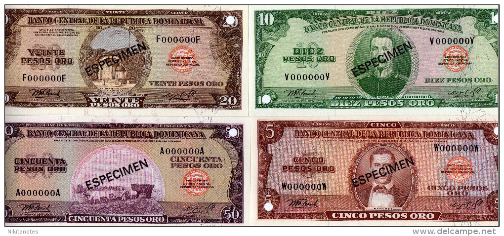 DOMINICAN NOTE SET PESOS ORO 1978 MUESTRA UNC - Dominicaanse Republiek