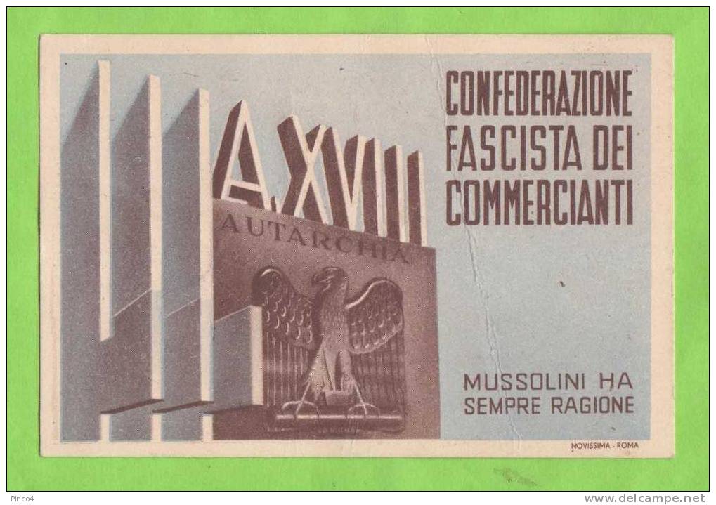 TESSERA CONFEDERAZIONE FASCISTA DEI COMMERCIANTI PROVINCIA DI IMPERIA XVIII - Non Classificati