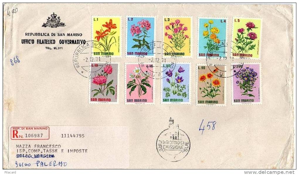 6283    San Marino  1971   Fiori   FDC  Busta   I  Giorno - Altri & Non Classificati