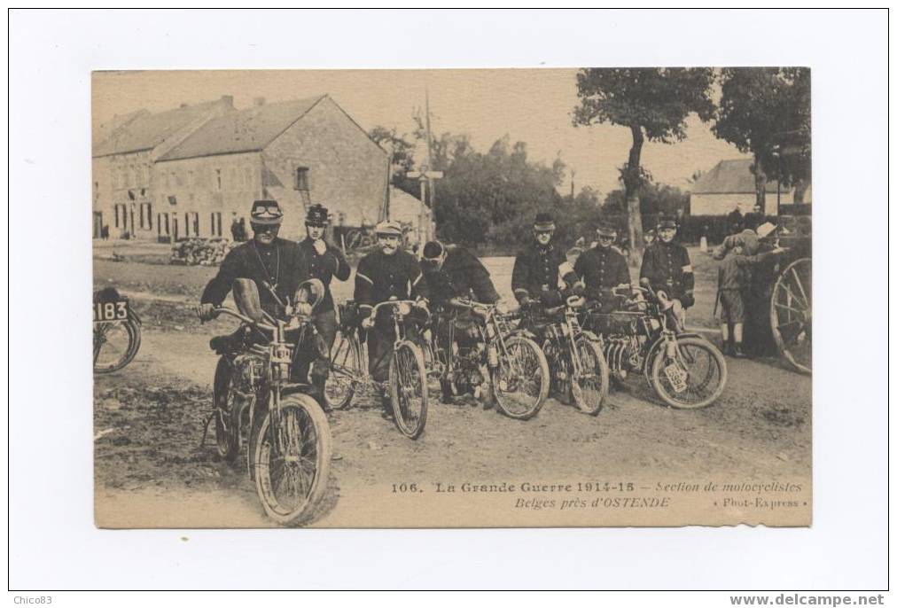 B.10   La Grande Guerre 1914.15 Section De Motocyclistes Belges Pres D´Ostende - Oostende