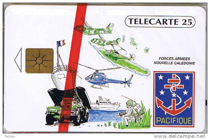 New Caledonia, NC-017,Private Card, Armed Forces, Ship, Airplane Helicopter. Mint In Blister. - Nuova Caledonia