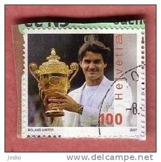 ROGER FEDERER  ( Switzerland - Used Stamp On Paper )  Tennis Sport Tenis - Tennis