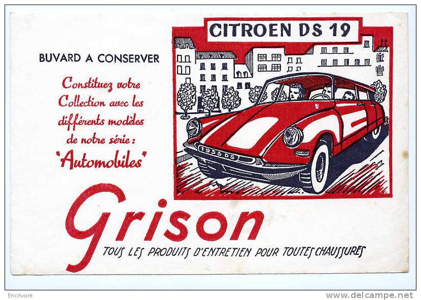 Buvard GRISON Cirage -  Voiture DS CITROEN  Rouge Et Brun En Ville - Auto's