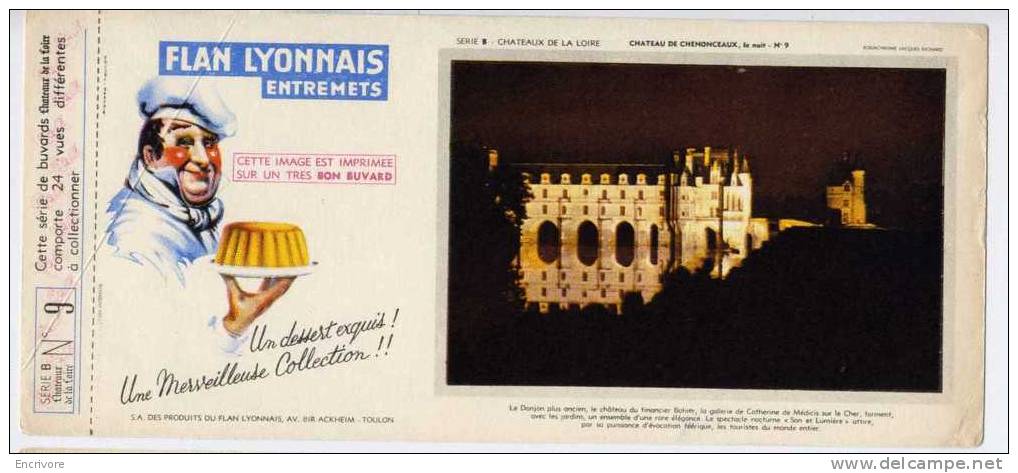 Buvard FLAN LYONNAIS Chateau De CHENONCEAU Série B N° 9 - Levensmiddelen