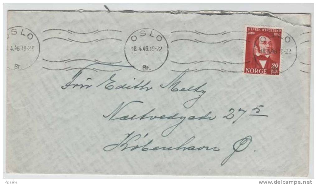 Norway Cover Henrik Wergeland Oslo 18-4-1946 Sent To Denmark - Covers & Documents