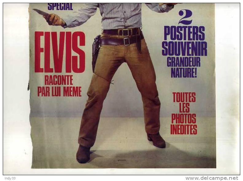 - PHOTO D´ELVIS PRESLEY RECTO/VERSO . COUVERTURE ARRACHEE DU MAGAZINE SALUT LES COPAINS N°25 - Plakate & Poster