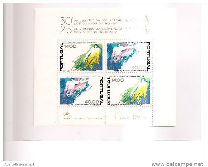 42275)foglio Con 4 Valori Serie 1978 XXV° Ann. Conv. Eur. Sui Diritti Dell'uomo - Feuilles Complètes Et Multiples