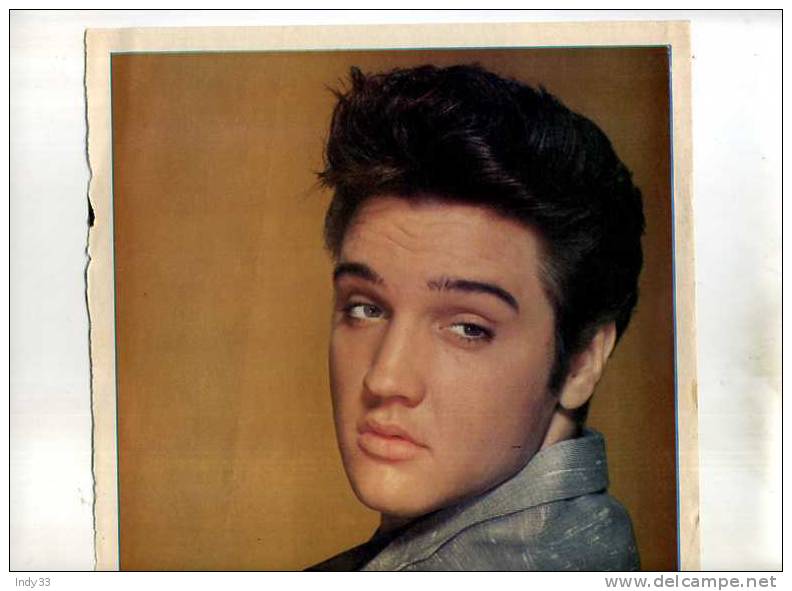 - PAGE DE MAGAZINE ARRACHEE  . PORTRAIT D´ELVIS PRESLEY - Plakate & Poster