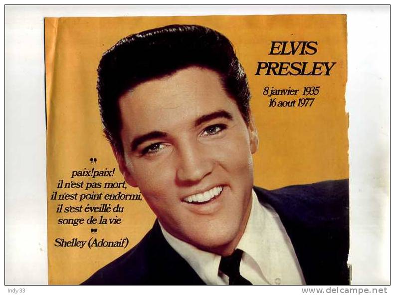 - PAGE DE MAGAZINE ARRACHEE  . PORTRAIT D´ELVIS PRESLEY RECTO/VERSO - Plakate & Poster