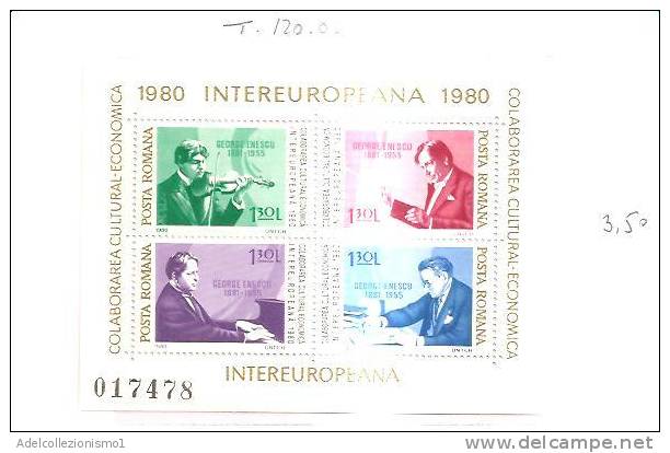 42261)foglio Con 4 Valori Serie 1980 Romania , Intereuropa - Postmark Collection