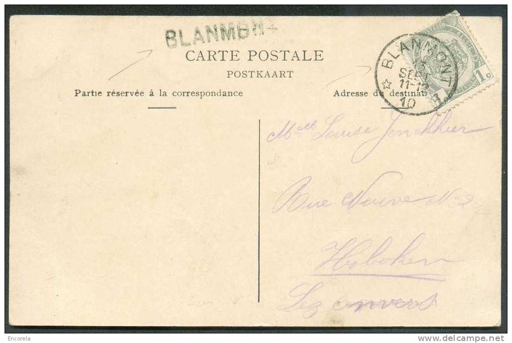 N°81 - 1 Centime ARMOIRIE Obl. Sc Relais De BLANMONT * S/C.V (Les Molignats - Barque Sur Rivière) Vers Hoboken - Griffe - Linear Postmarks