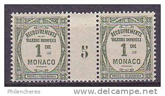 Monaco Yvert Paire Millésimée TAXE N° 13 Xx - Cote 22,5 Euros - Prix De Départ 7,5 Euros - Postage Due
