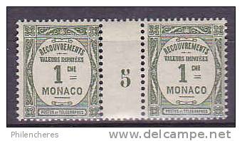 Monaco Yvert Paire Millésimée TAXE N° 13 Xx - Cote 22,5 Euros - Prix De Départ 7,5 Euros - Taxe