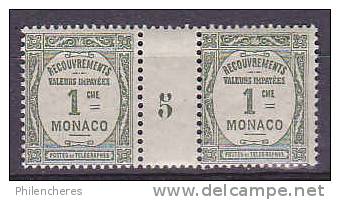 Monaco Yvert Paire Millésimée TAXE N° 13 X - Cote 15 Euros - Prix De Départ 5 Euros - Postage Due