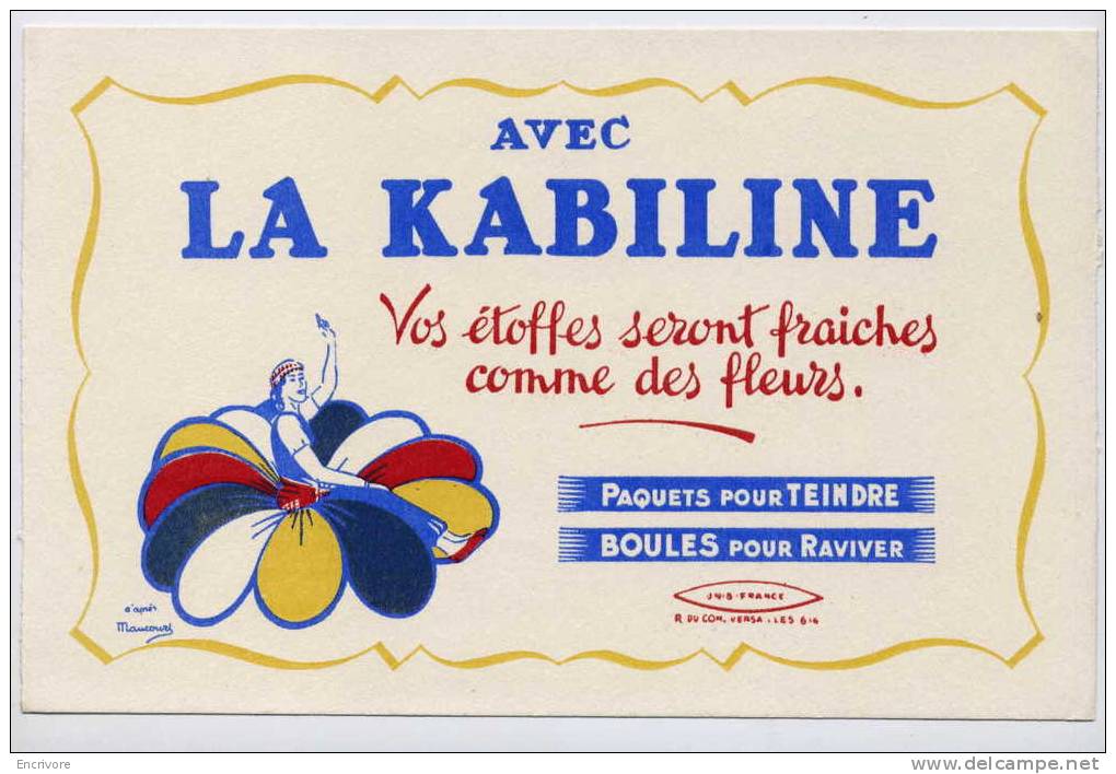 Buvard LA KABILLINE Teindre Et Raviver - D´apres Maucouri - Produits Ménagers