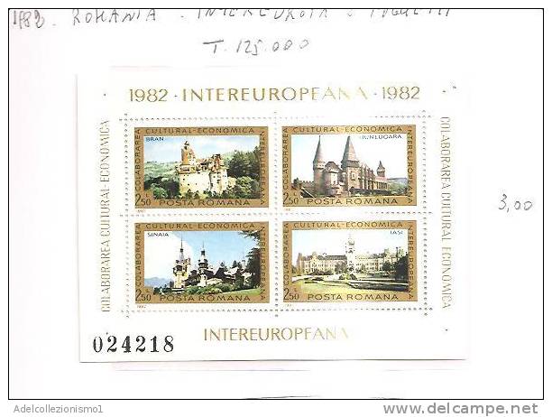 42254)foglio Con 4 Valori Serie 1982 Romania , Intereuropa - Ganze Bögen