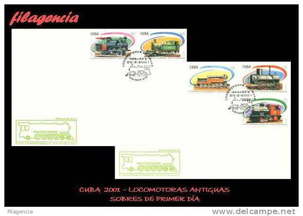 AMERICA. CUBA SPD-FDC. 2001 TRENES. LOCOMOTORAS ANTIGUAS - FDC