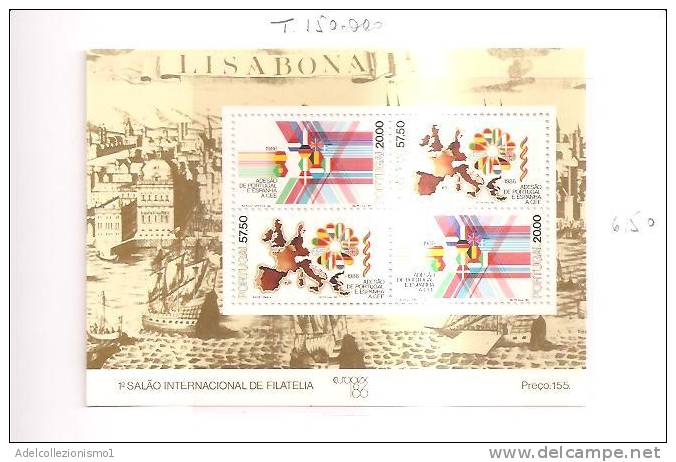 42278)foglio Con N°4 Valori Serie 1986 Portogallo Adesione Alla CEE - Postmark Collection