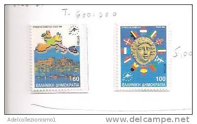 42224)n°2 Valori Serie 1988 Grecia , Conferenza Di Rodi - Unused Stamps