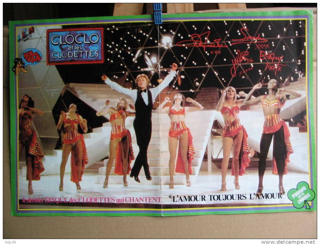 - POSTER CLOCLO ET LES CLODETTES . PHOTO DOUBLE PAGE DE COUVERTURE DU MAGAZINE PODIUM 1977 - Posters