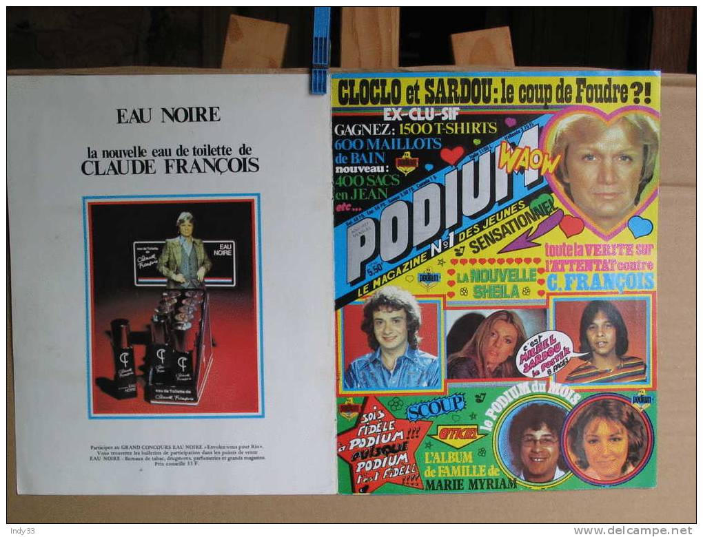 - POSTER CLOCLO ET LES CLODETTES . PHOTO DOUBLE PAGE DE COUVERTURE DU MAGAZINE PODIUM 1977 - Plakate & Poster