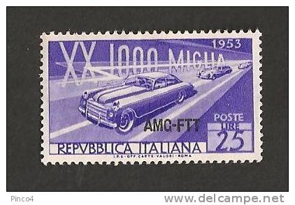 TRIESTE A MILLE MIGLIA 25 LIRE 1953 NUOVO GOMMA ORIGINALE NO LINGUELLA - Neufs