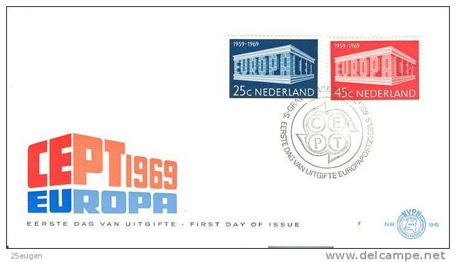 NETHERLANDS   EUROPA CEPT 1969   FDC - 1969
