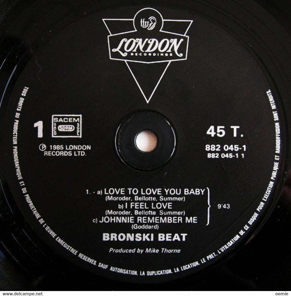 BRONSKI  BEAT °°   LOVE TO LOVE YOU BABY  FEEL LOVE - 45 T - Maxi-Single