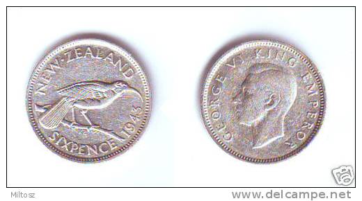 New Zealand 6 Pence 1943 - Nieuw-Zeeland