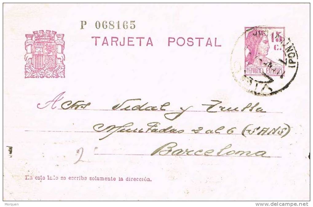 Entero Postal VIGO (Pontevedra) 1934. Matrona Republica - 1931-....