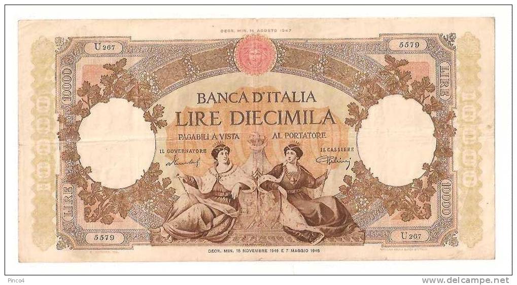 10.000 LIRE REGINE DEL MARE 15 NOVEMBRE 1949 - 10.000 Lire