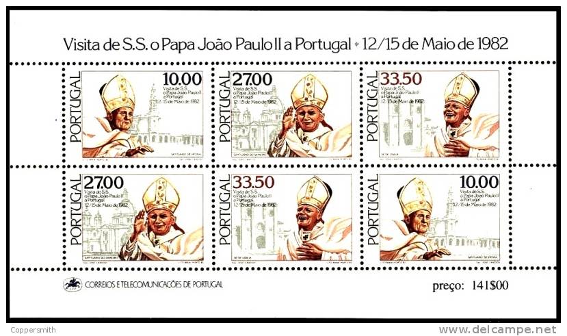 (034) Portugal  Pope Sheet / Bf / Bloc Pape / Papst / Religion / Persons  ** / Mnh  Michel BL 36 - Ungebraucht