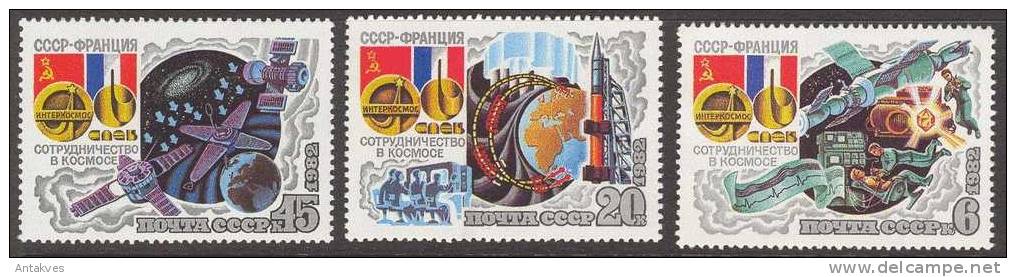 1982 Space Espase USSR-France Set Of 3 MNH - Russie & URSS