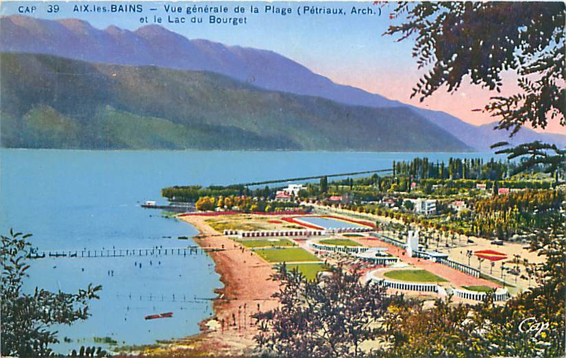 73 - AIX-les-BAINS - Vue Générale De La Plage Et Le Lac Du Bourget (CAP. 39.) - Aix Les Bains