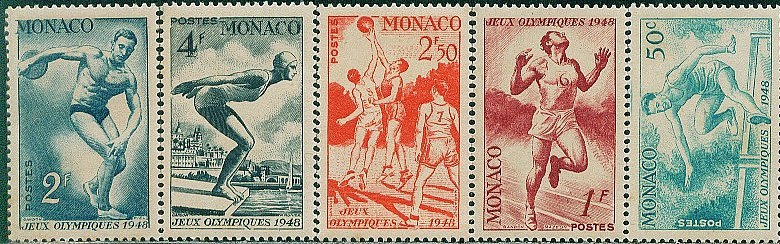 AT0464 Monaco 1948 Olympics 5v MH Little Yellow - Verano 1948: Londres