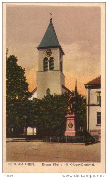 6357   Germania     Kehl Am  Rhein  Evang Kirche  Mit  Krieger-Denkmal   VGSB   1923 - Kehl