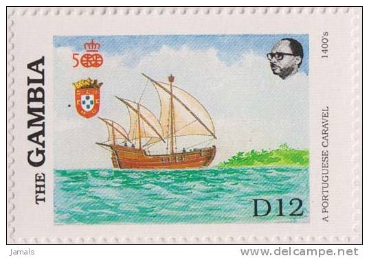 Caravel Of 1400's, Ship, Voyage, Discovery Of America, MNH Gambia - Gambia (1965-...)