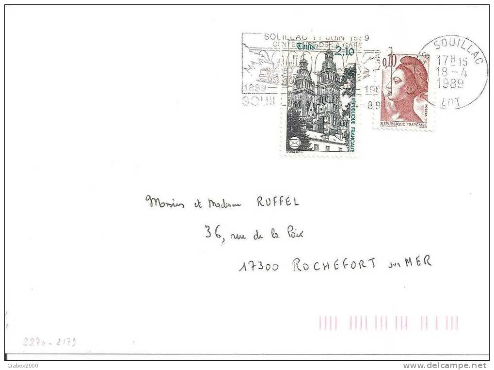 N° Y&t 2179        Lettre     SOUILLAC     Vers    ROCHEFORT Le 18 AVRIL 1989 - Storia Postale