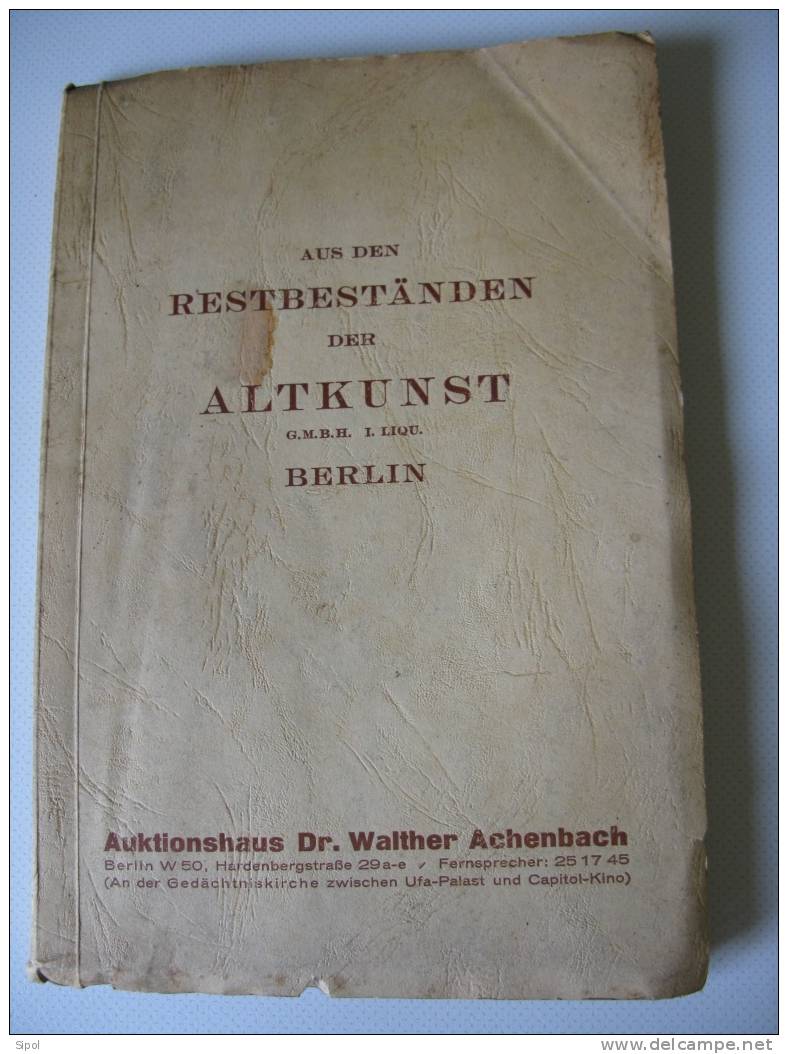 Aus Den Restbeständen Der Altkunst Berlin 17 & 18 September 1937 - Kunstführer