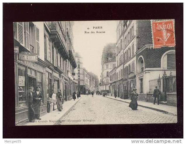 Paris Rue Des Accacias édit.grands Magasins économie Ménagère N° 4 Animée Magasin "la Vigneronne ",  Triperie.... - Arrondissement: 17