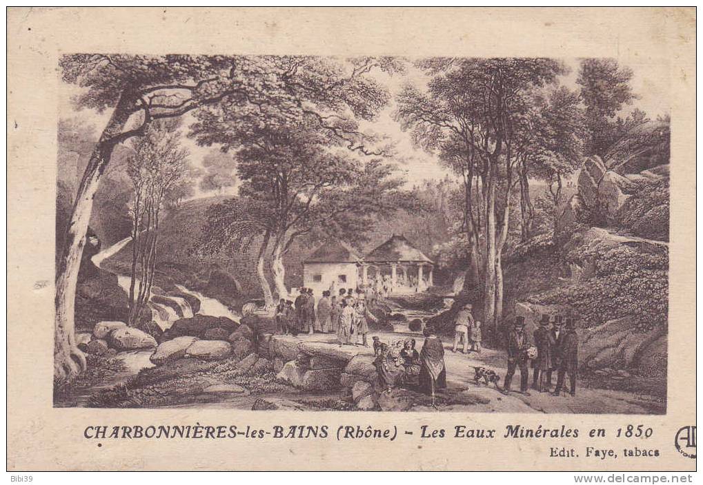 CHARBONNIERES-les-BAINS.  _  Les Eaux Minérales En 1850.  Curistes à La Source, Puis Discutant Sous Les Ombrages. - Charbonniere Les Bains