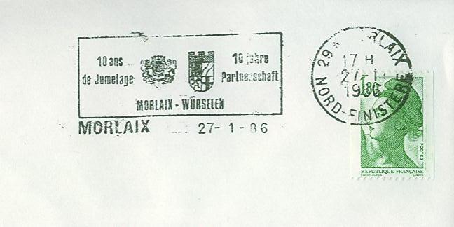 SD1156 10 Ans De Jumelage Partnershaft Wurselen Flamme MORLAIX 29 1986 - Enveloppes