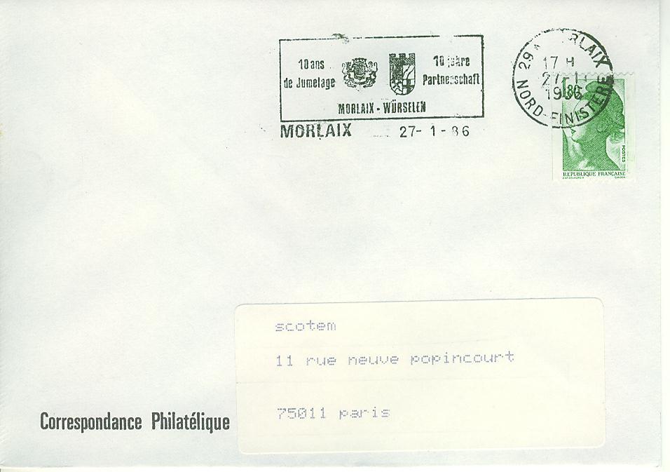 SD1156 10 Ans De Jumelage Partnershaft Wurselen Flamme MORLAIX 29 1986 - Enveloppes
