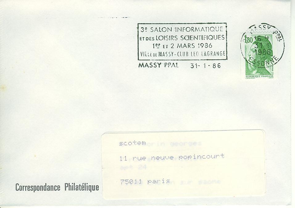 SD1128 Salon Informatique Et Des Loisirs Scientifiques Flamme MASSY PPAL 91 1986 - Informatique