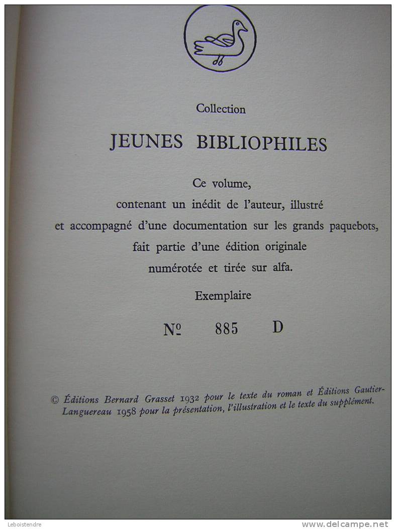 EDOUARD PEISSON -PARTI DE LIVERPOOL GAUTIER-LANGUEREAU PARIS-DOCUMENTATION SUR LES GRANDS PAQUEBOTS- EO N° 885 D-1958 - Bibliotheque Rose
