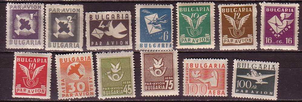 L1615 - BULGARIE BULGARIA AERIENNE Yv N°37/49 * - Poste Aérienne