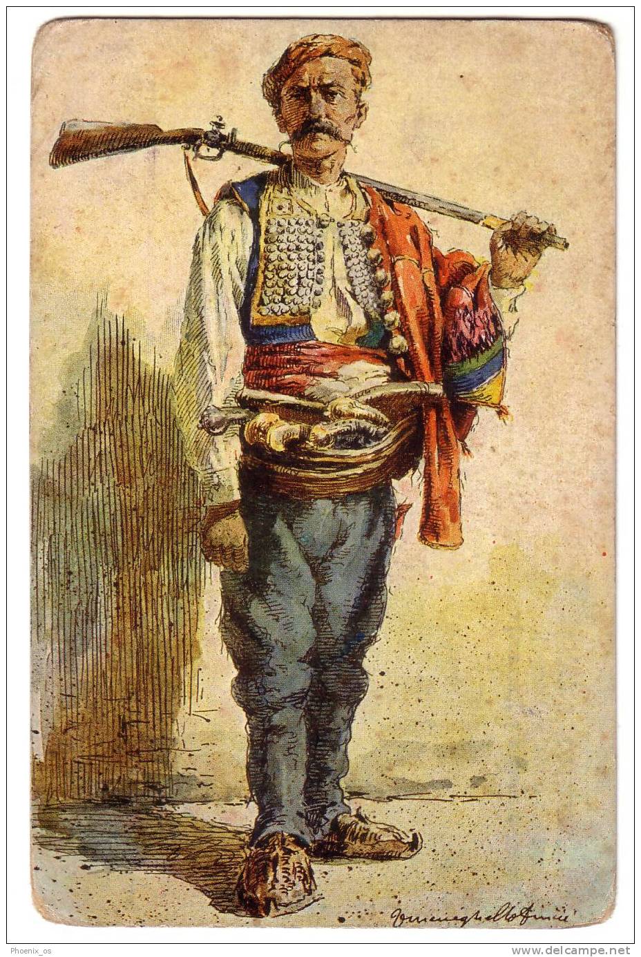 CROATIA - DALMATIA, Man Folk Costume, V.Meneghello - Din&#269;i&#263; Pinx, Old Postcard - Unclassified