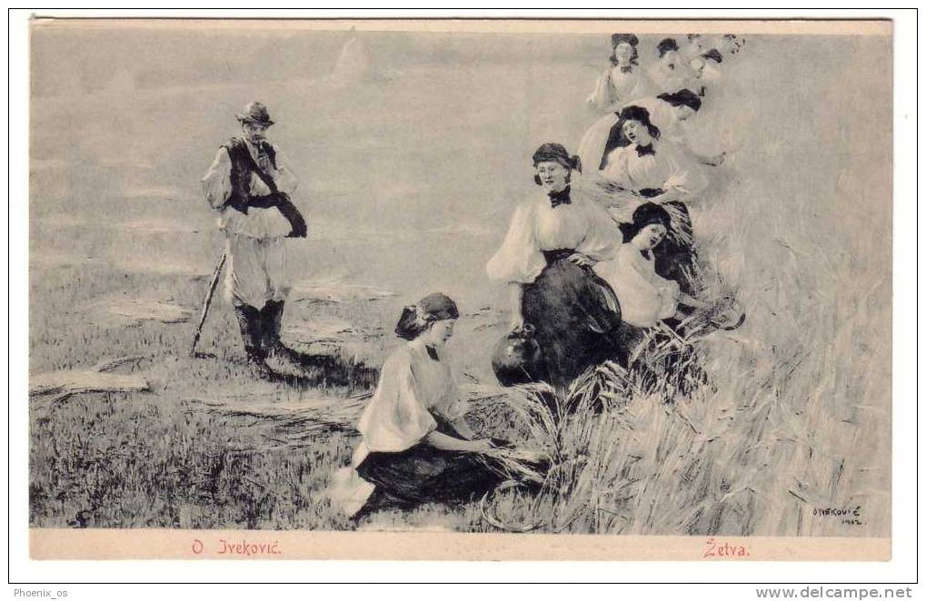 CROATIA - Folk Costume, Harvest, Advertisement LUTRIJA (lottery), O.IVEKOVIC Pinx - Non Classés