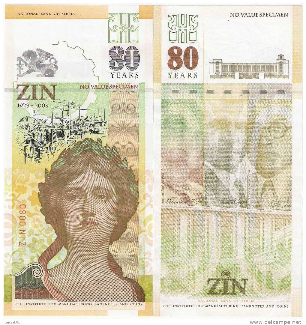 Serbia 2009. Test Banknote From ZIN (The Institute For Manufacturing Banknotes And Coins,Belgrade) UNC - Serbia